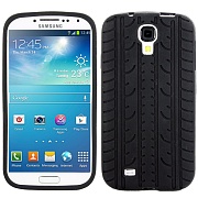 Чехол силиконовый с текстурой автошины для Samsung Galaxy S IV / i9500 - черный