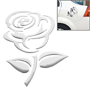 Наклейка на машину 3D "Роза" 10.5х8см (цвет: серебро)