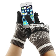 Перчатки для работы с сенсорными экранами в холодную погоду (черные с сердечками)