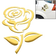 Наклейка на машину 3D "Роза" 10.5х8см (цвет: золото)